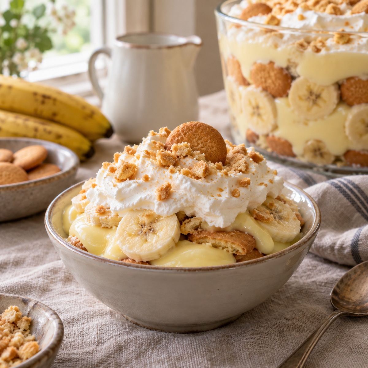 A finished serving of Southern Banana Pudding