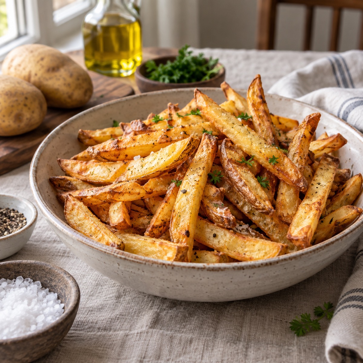 A finished serving of Crispy Oven-Baked French Fries