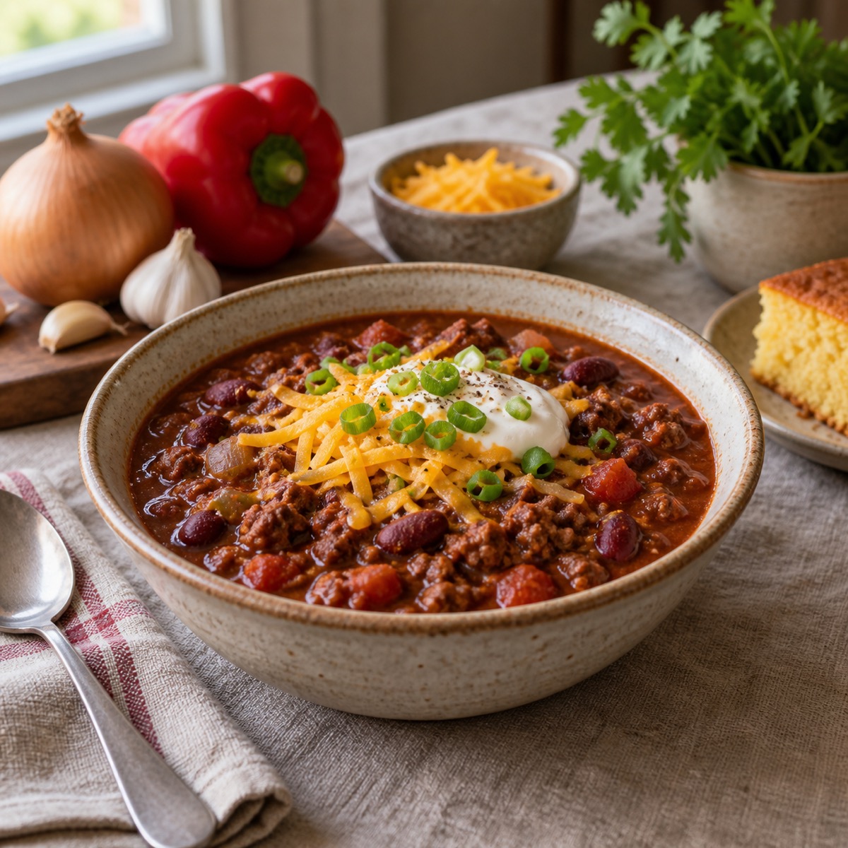 A finished serving of Dad's Chili