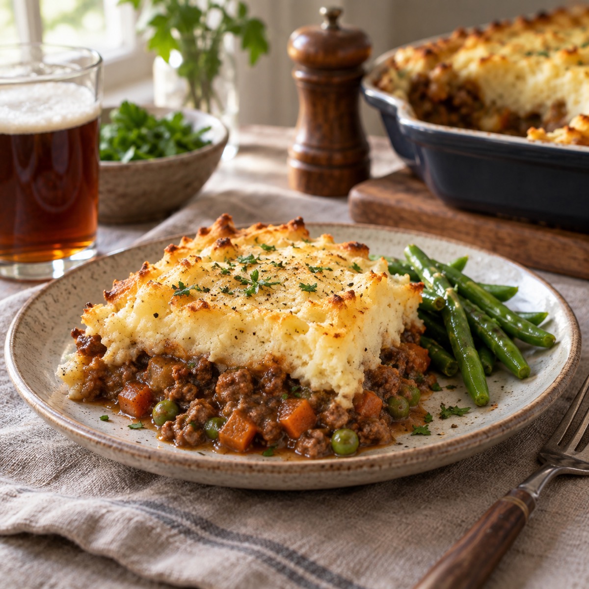 A finished serving of Pub-Style Shepherd's Pie