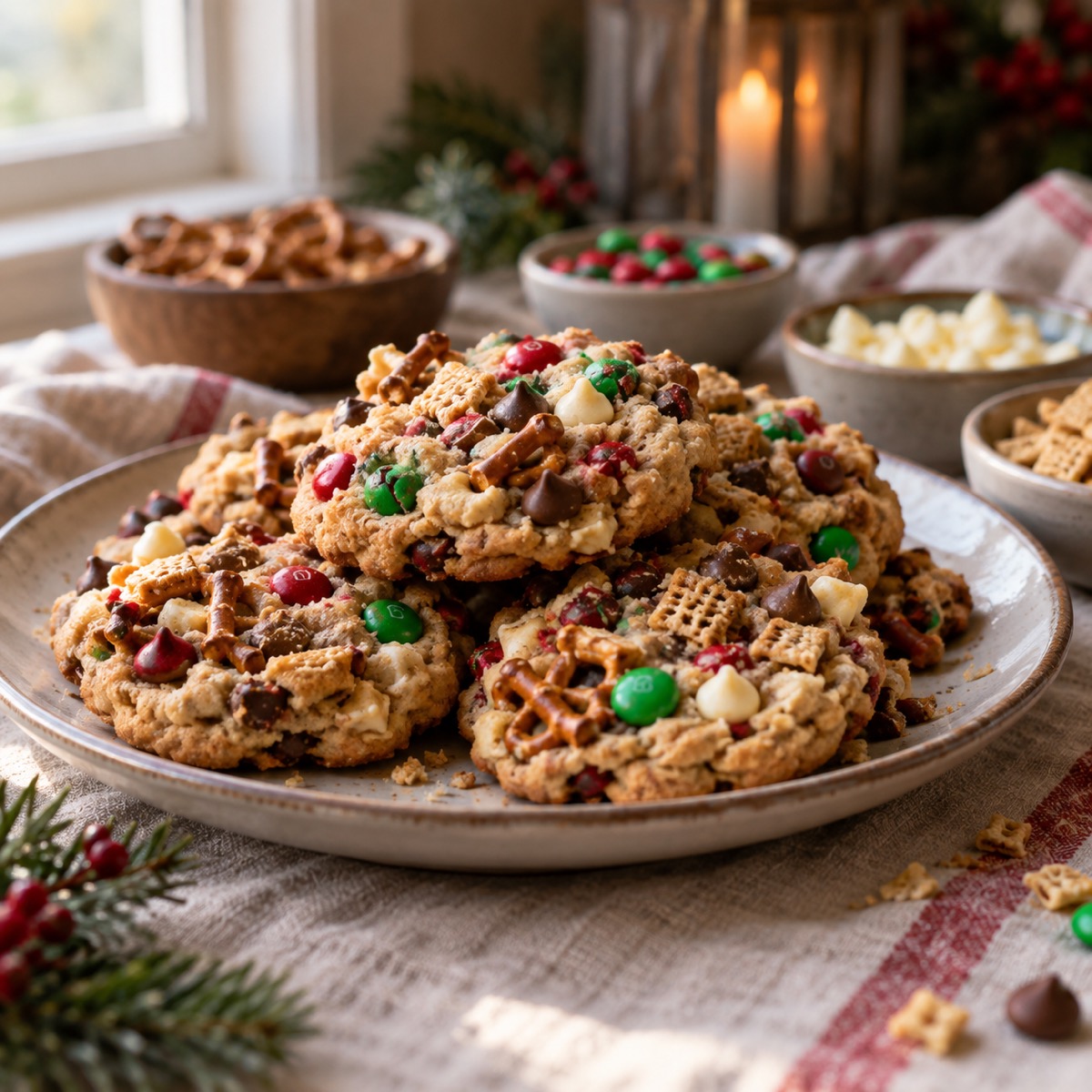 A finished serving of Santa's Trash Cookies