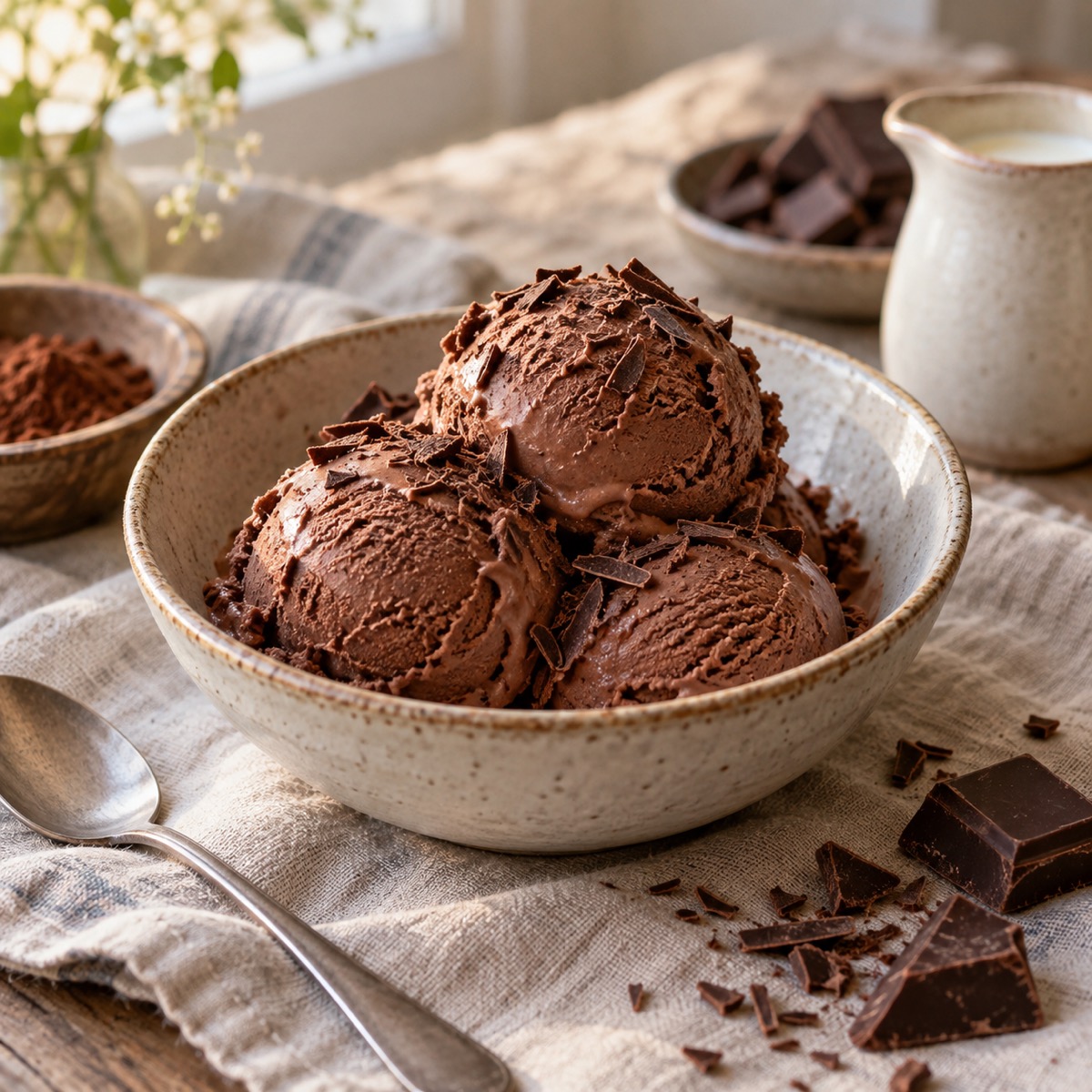 A finished serving of Simple Chocolate Ice Cream