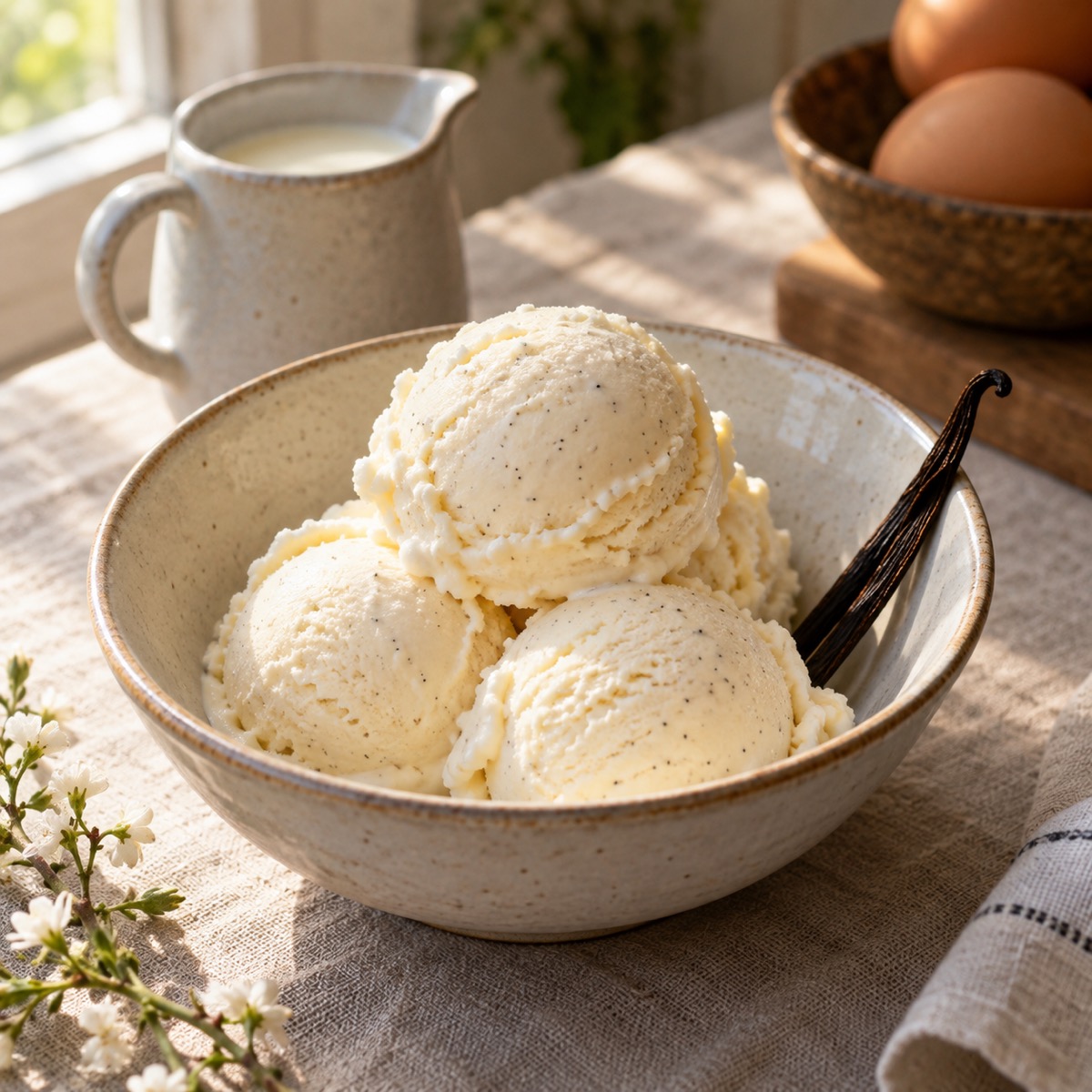 A finished serving of Simple Vanilla Ice Cream