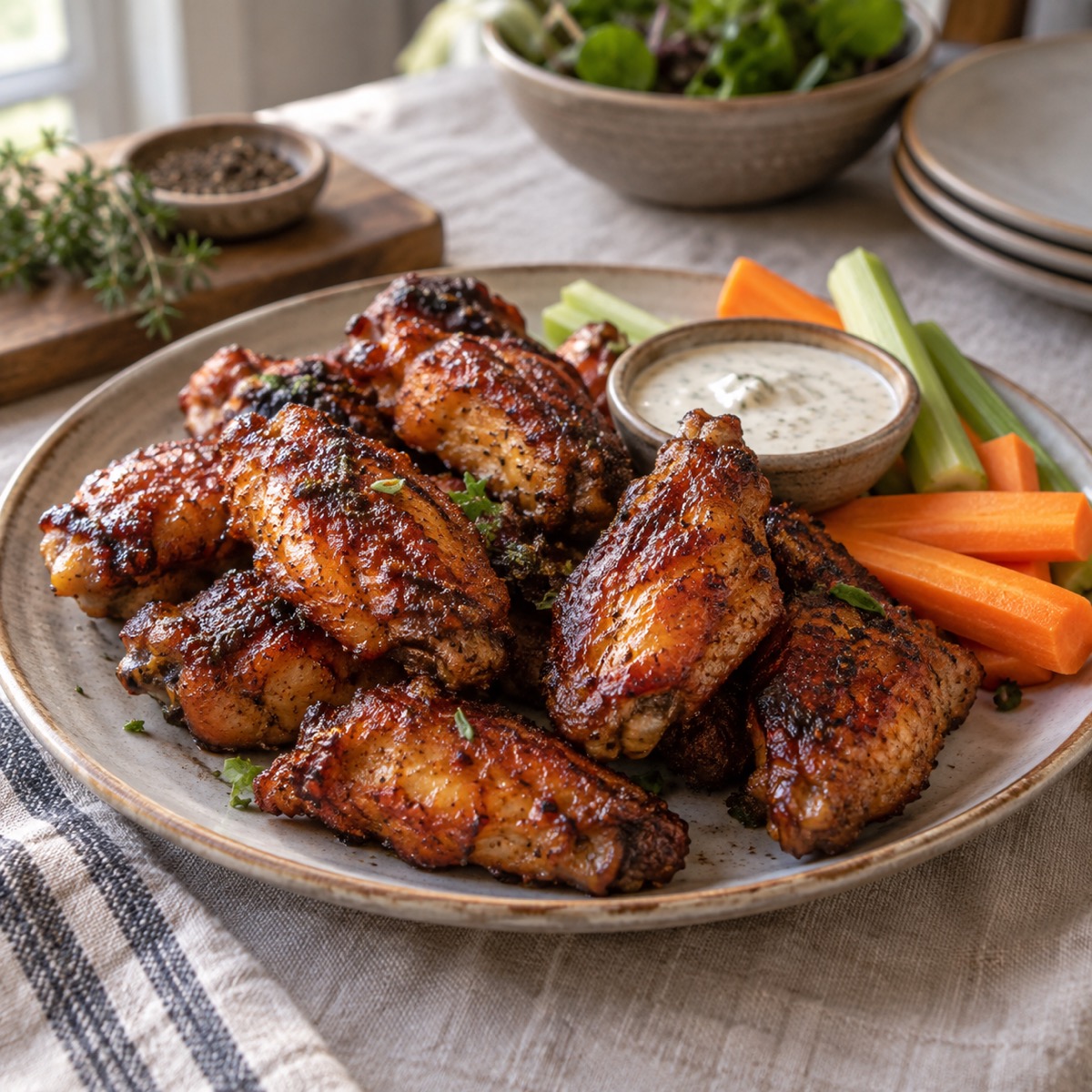 A finished serving of Smoked Chicken Wings