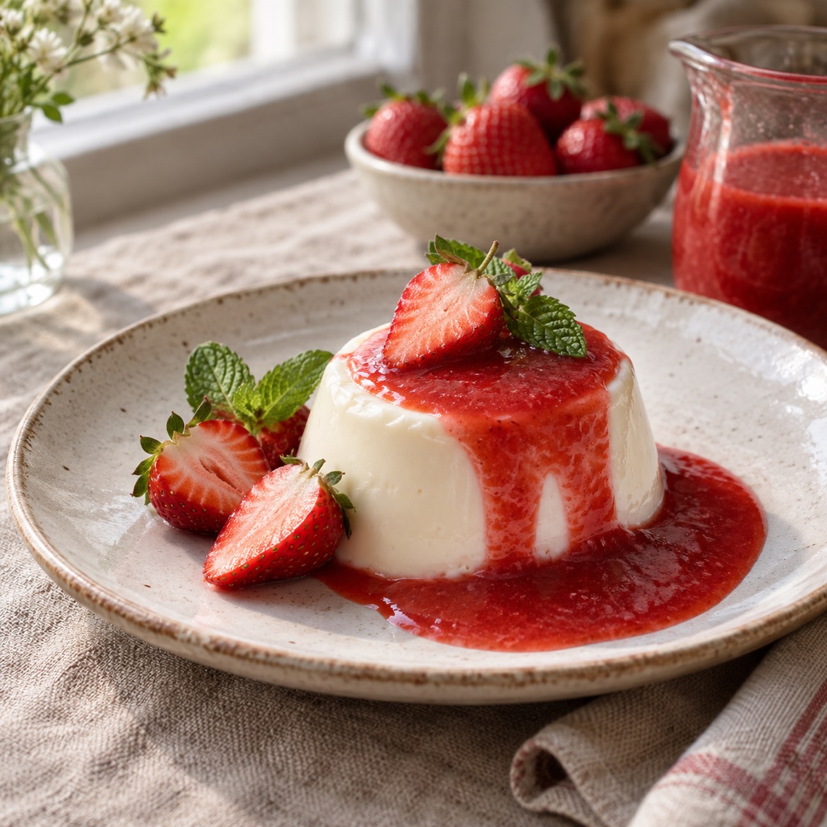 A finished serving of Strawberry Sauce (Coulis)